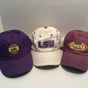 Men’s LSU Baseball Caps 3 per lot, medium purple, white, dark purple